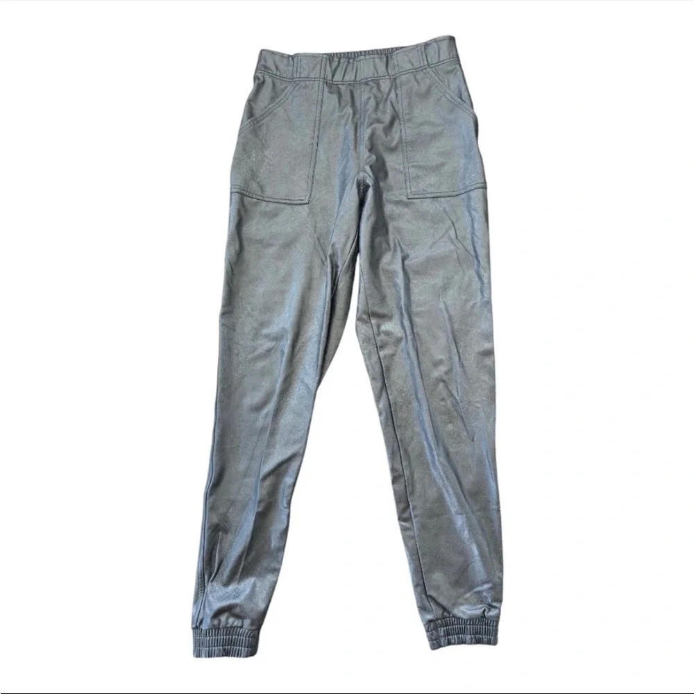 Spanx Pull On Leather Pants Small Women Gray Highrise Pocket Tapered Leg 28x29